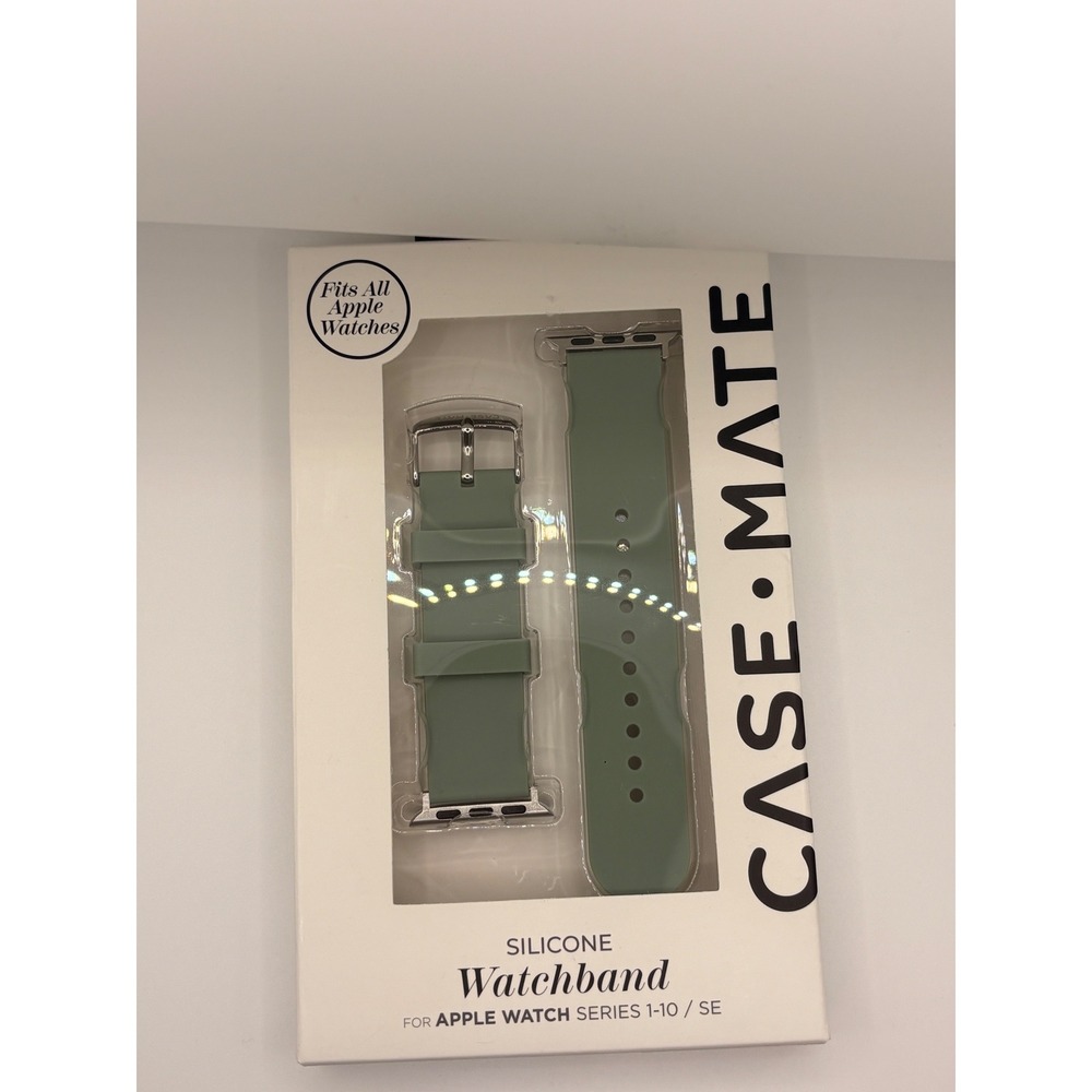 Case-Mate Sage Green Silicone Watchband for Apple Watch Series 1-10 SE All Sizes